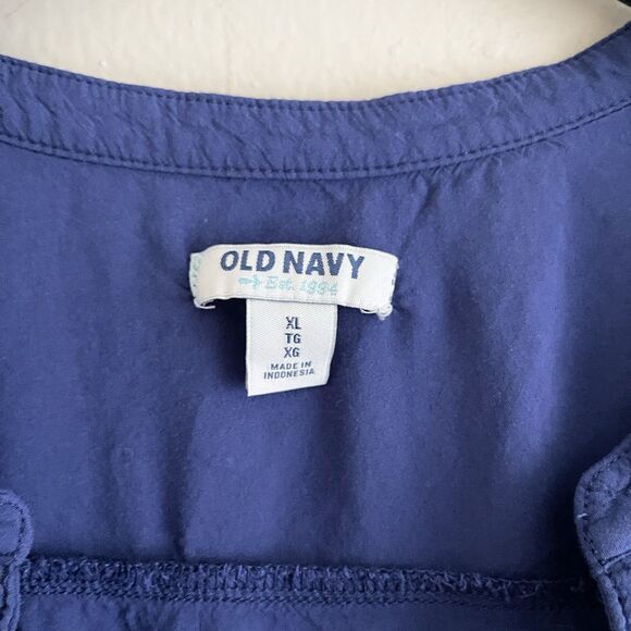 Old Navy Blue Tunic Top Size XL Long Sleeve Lightweight Split Neck Comfy Casual - Picture 8 of 10